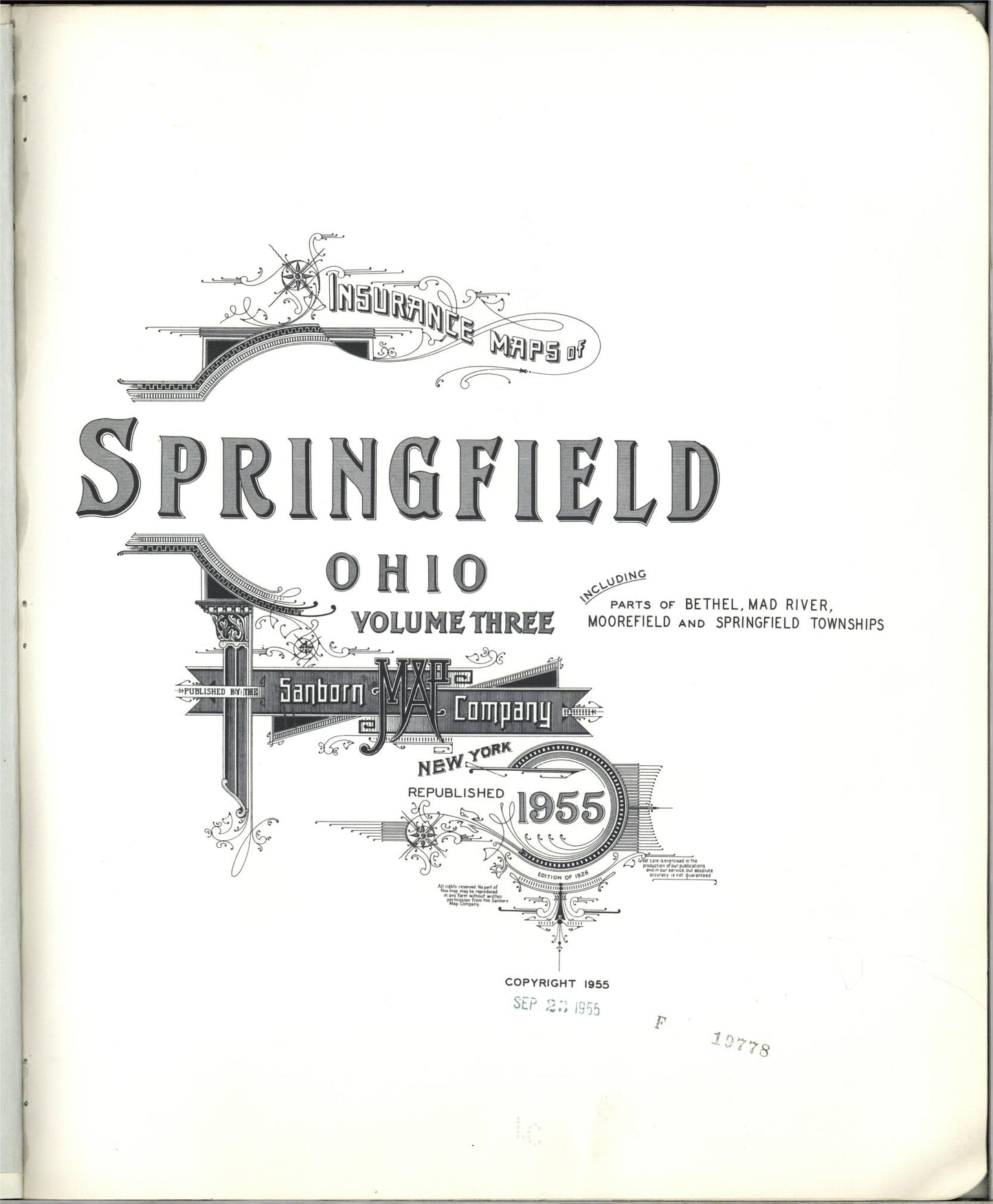 Sanborn Fire Insurance Map from Springfield, Clark County, Ohio (1955), Sheet #0001 - Complete Map Set gallery image, historic Sanborn map, vintage wall art, Ohio Ohio