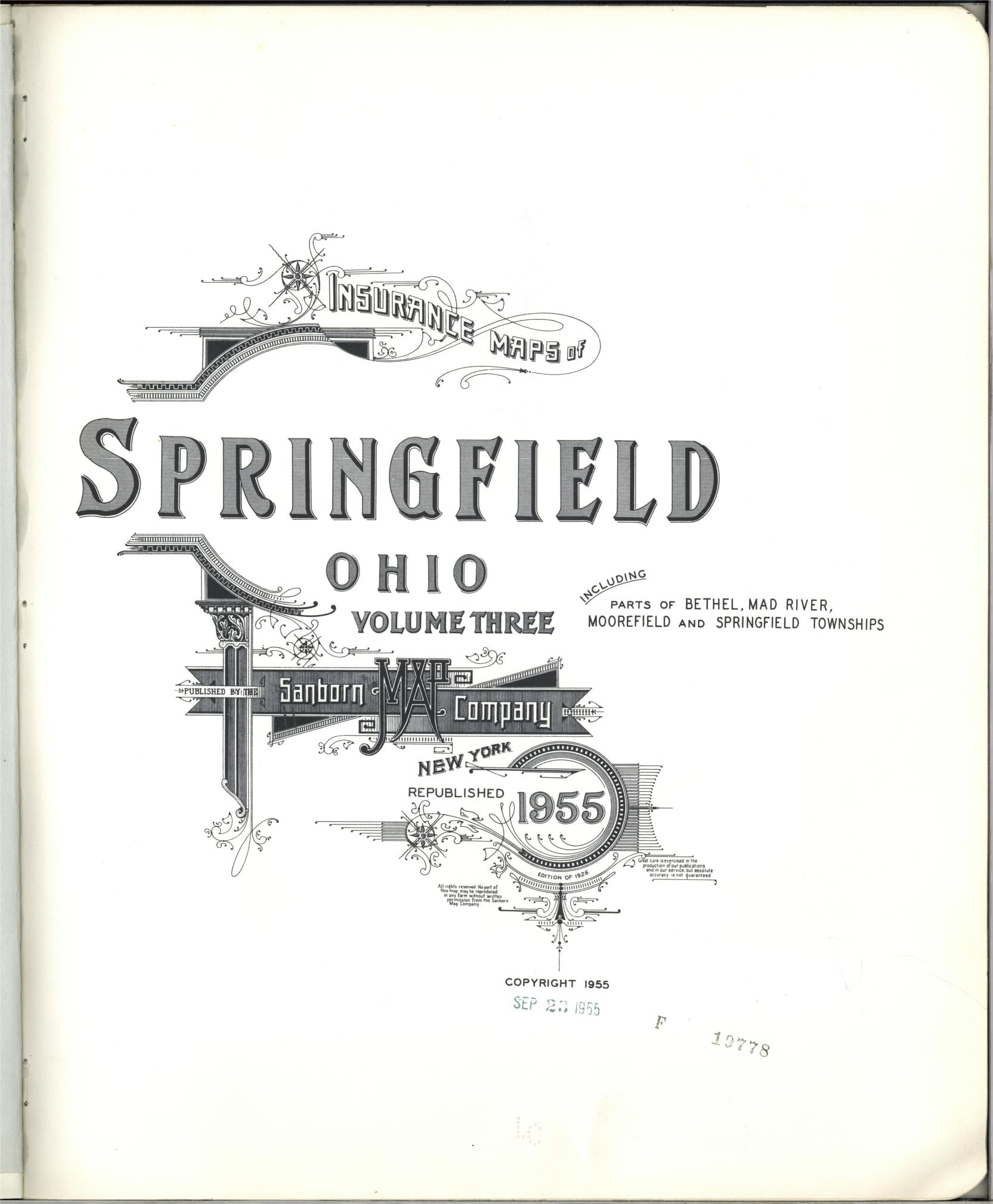 Sanborn Fire Insurance Map from Springfield, Clark County, Ohio (1955), Sheet #0001 - Complete Map Set gallery image, historic Sanborn map, vintage wall art, Ohio Ohio