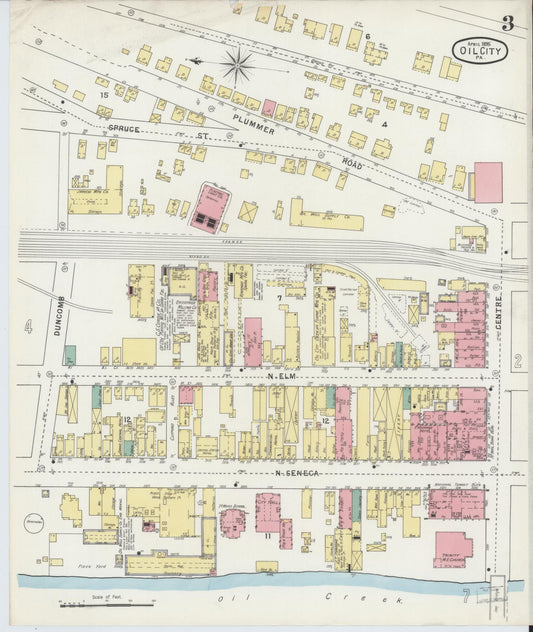Sanborn Fire Insurance Map from Oil City, Venango County, Pennsylvania (1895), Sheet #0003 - Historic Sanborn Fire Insurance Map Print, vintage old map wall art, antique decor, genealogy gift, Pennsylvania Pennsylvania map