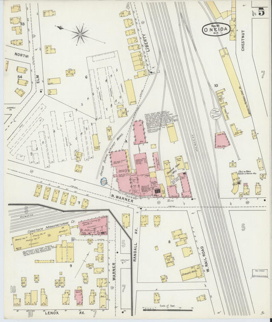 Sanborn Fire Insurance Map from Oneida, Madison County, New York (1895), Sheet #0005 - Historic Sanborn Fire Insurance Map Print, vintage old map wall art, antique decor, genealogy gift, New York New York map