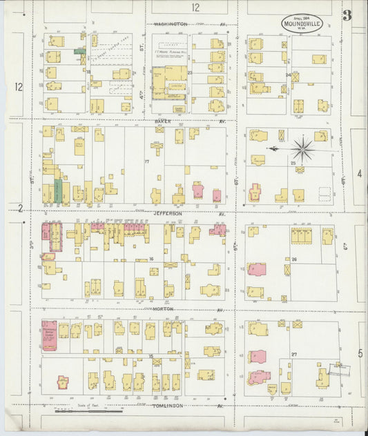 Sanborn Fire Insurance Map from Moundsville, Marshall County, West Virginia (1904), Sheet #0003 - Historic Sanborn Fire Insurance Map Print, vintage old map wall art, antique decor, genealogy gift, West Virginia West Virginia map