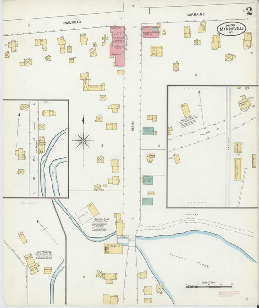 Sanborn Fire Insurance Map from Mannsville, Jefferson County, New York (1906), Sheet #0002 - Historic Sanborn Fire Insurance Map Print, vintage old map wall art, antique decor, genealogy gift, New York New York map