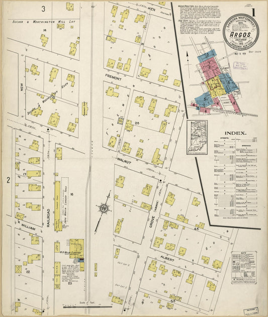 Sanborn Fire Insurance Map from Argos, Marshall County, Indiana. (1913) – Historic Sanborn Fire Insurance Map Print