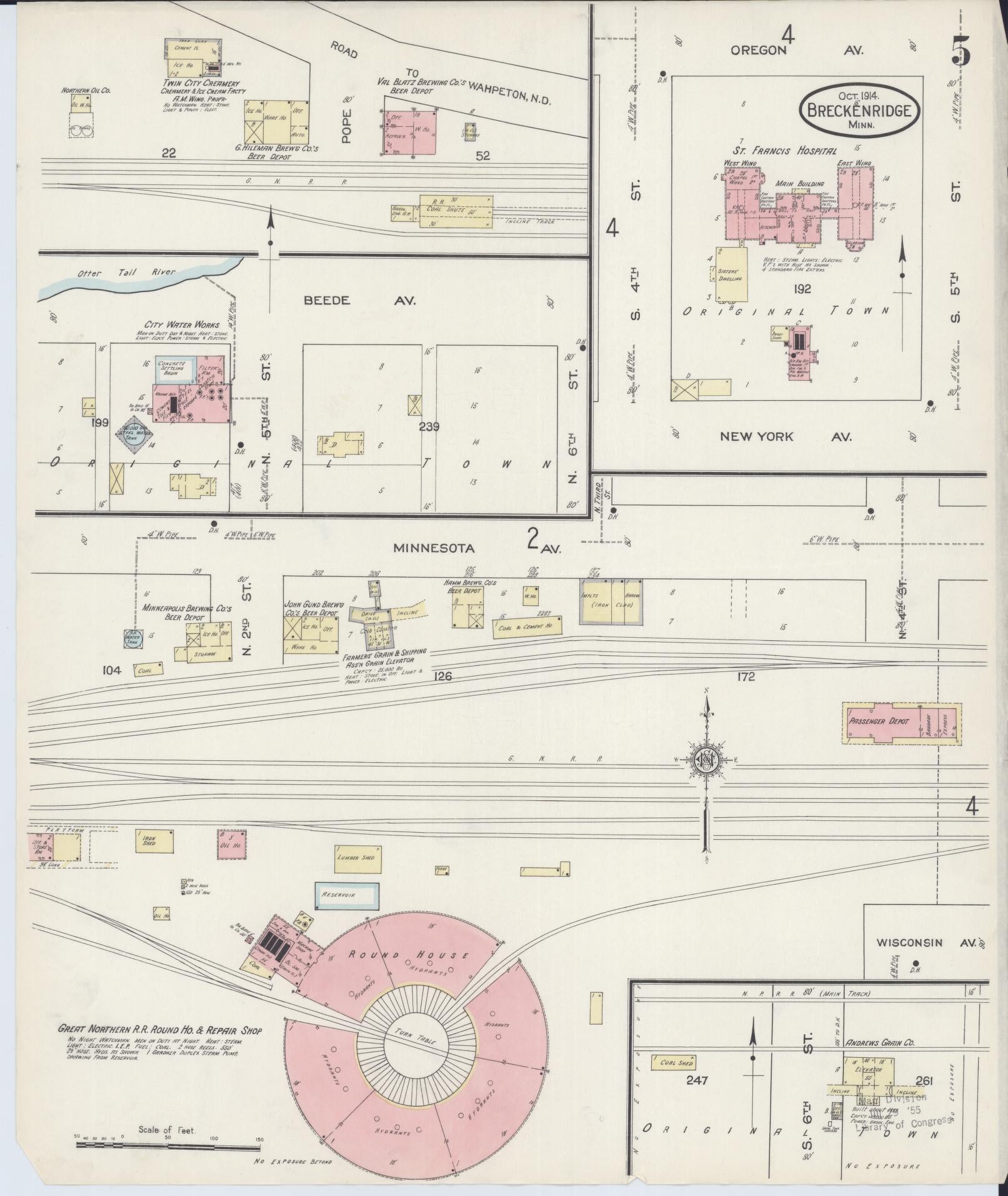 Sanborn Fire Insurance Map from Breckenridge, Wilkin County, Minnesota (1914), Sheet #0005 - Historic Sanborn Fire Insurance Map Print, vintage old map wall art, antique decor, genealogy gift, Minnesota Minnesota map