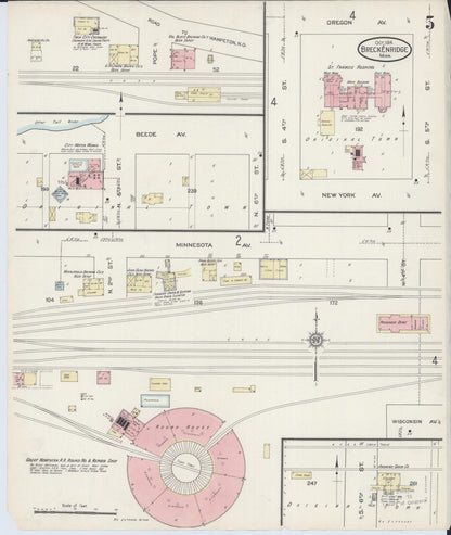 Sanborn Fire Insurance Map from Breckenridge, Wilkin County, Minnesota (1914), Sheet #0005 - Historic Sanborn Fire Insurance Map Print, vintage old map wall art, antique decor, genealogy gift, Minnesota Minnesota map