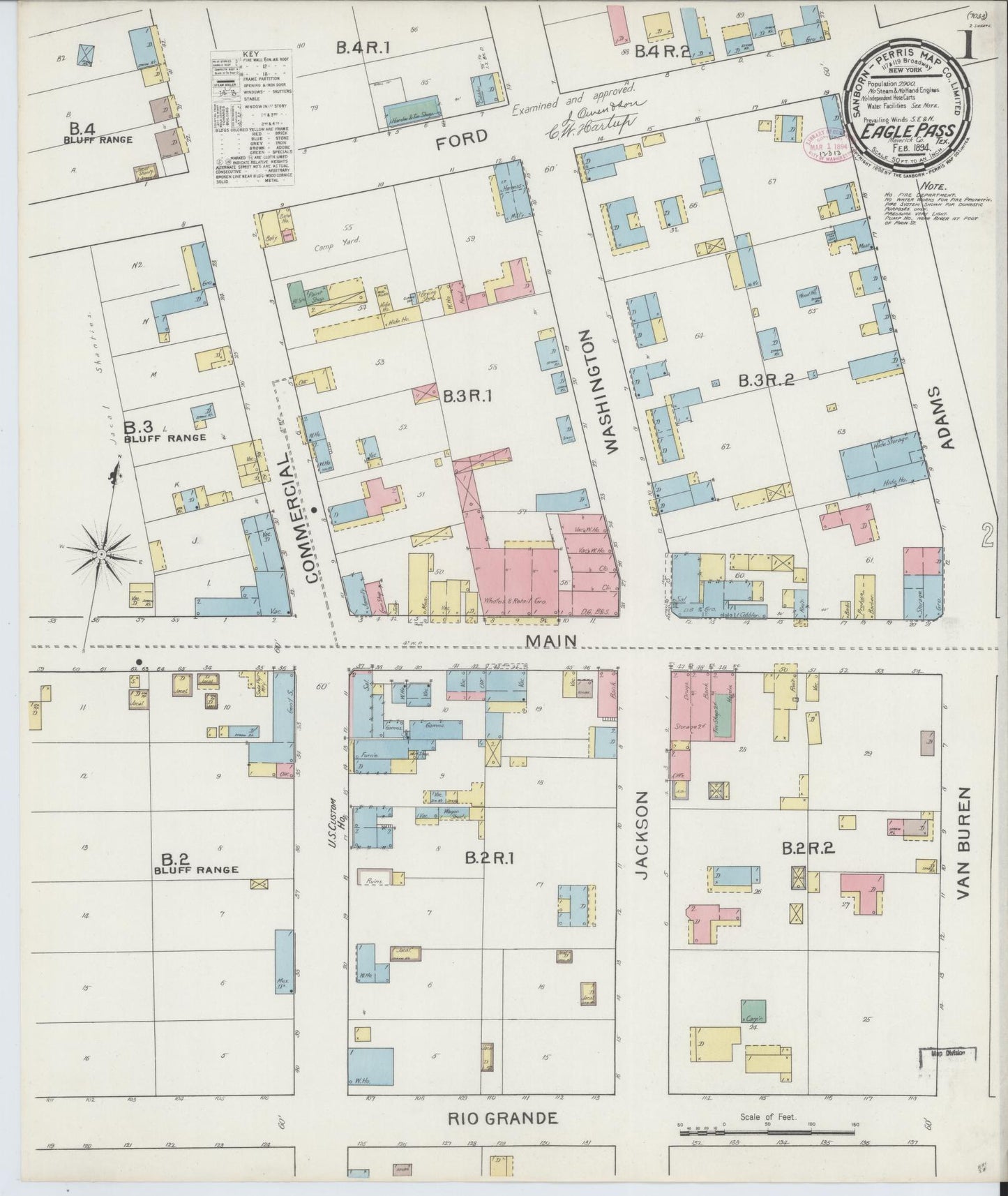 Sanborn Fire Insurance Map from Eagle Pass, Maverick County, Texas. (1894) – Historic Sanborn Fire Insurance Map Print