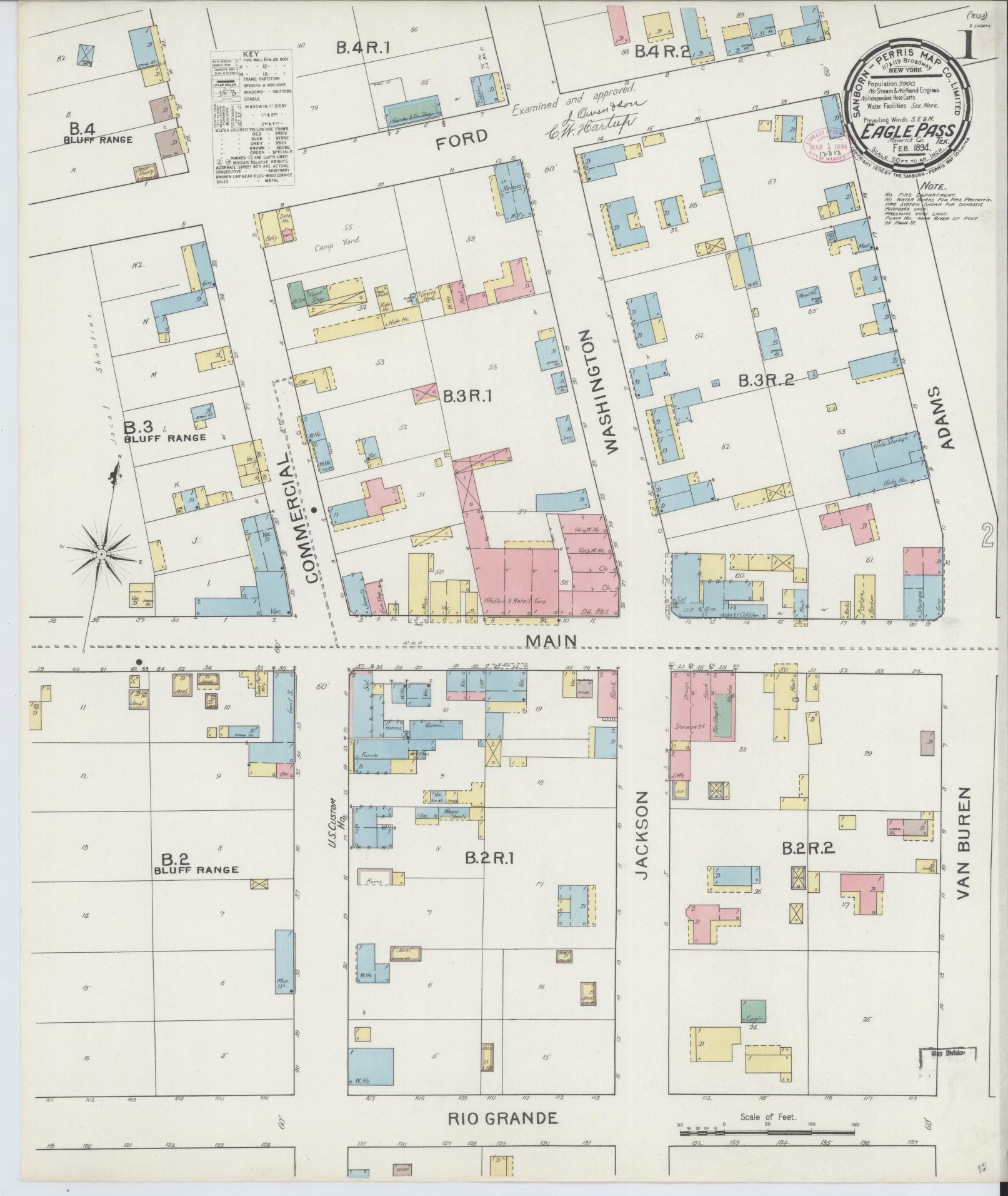 Sanborn Fire Insurance Map from Eagle Pass, Maverick County, Texas. (1894) – Historic Sanborn Fire Insurance Map Print