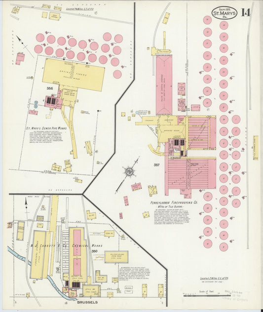 Sanborn Fire Insurance Map from Saint Marys, Elk County, Pennsylvania (1915), Sheet #0014 - Historic Sanborn Fire Insurance Map Print, vintage old map wall art, antique decor, genealogy gift, Pennsylvania Pennsylvania map