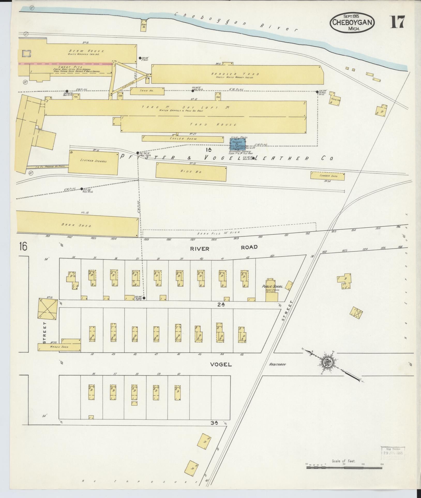 Sanborn Fire Insurance Map from Cheboygan, Cheboygan County, Michigan (1915), Sheet #0017 - Complete Map Set gallery image, historic Sanborn map, vintage wall art, Michigan Michigan