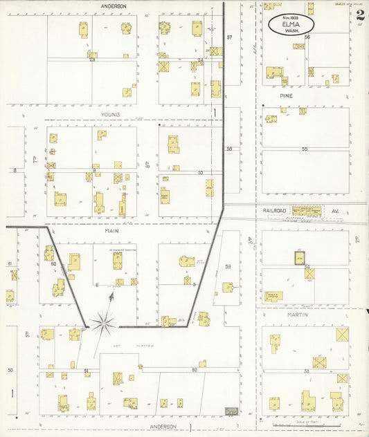 Sanborn Fire Insurance Map from Elma, Grays Harbor County, Washington (1903), Sheet #0002 - Historic Sanborn Fire Insurance Map Print, vintage old map wall art, antique decor, genealogy gift, Washington Washington map