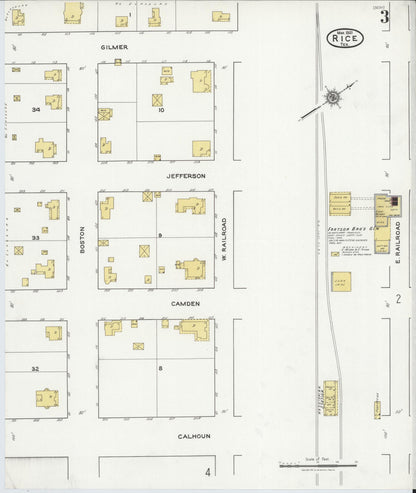 Sanborn Fire Insurance Map from Rice, Navarro County, Texas (1921), Sheet #0003 - Complete Map Set gallery image, historic Sanborn map, vintage wall art, Texas Texas