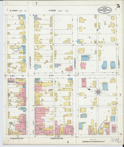 Sanborn Fire Insurance Map from Greenfield, Highland County, Ohio (1899), Sheet #0005 - Historic Sanborn Fire Insurance Map Print, vintage old map wall art, antique decor, genealogy gift, Ohio Ohio map
