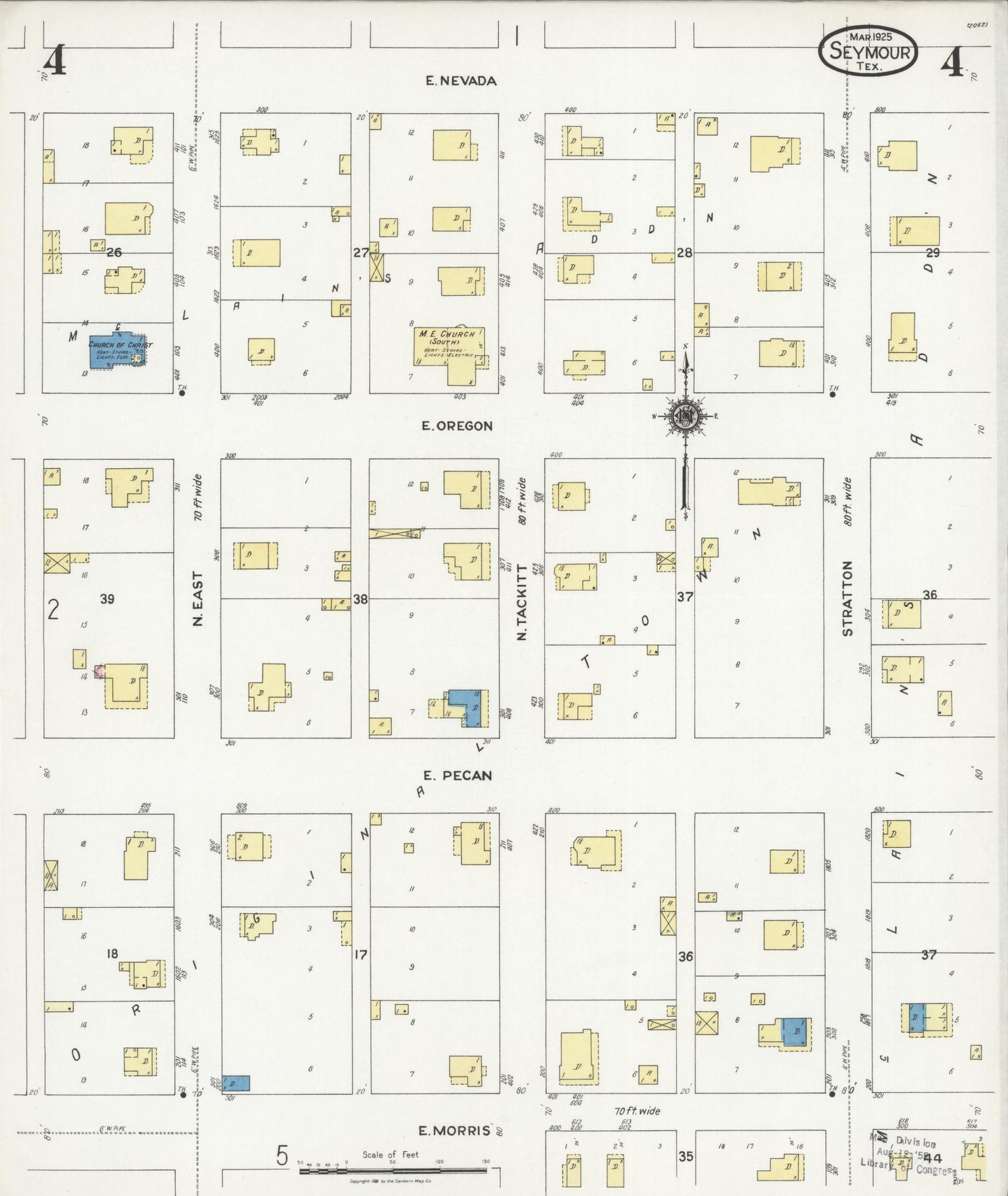 Sanborn Fire Insurance Map from Seymour, Baylor County, Texas (1925), Sheet #0004 - Complete Map Set gallery image, historic Sanborn map, vintage wall art, Texas Texas