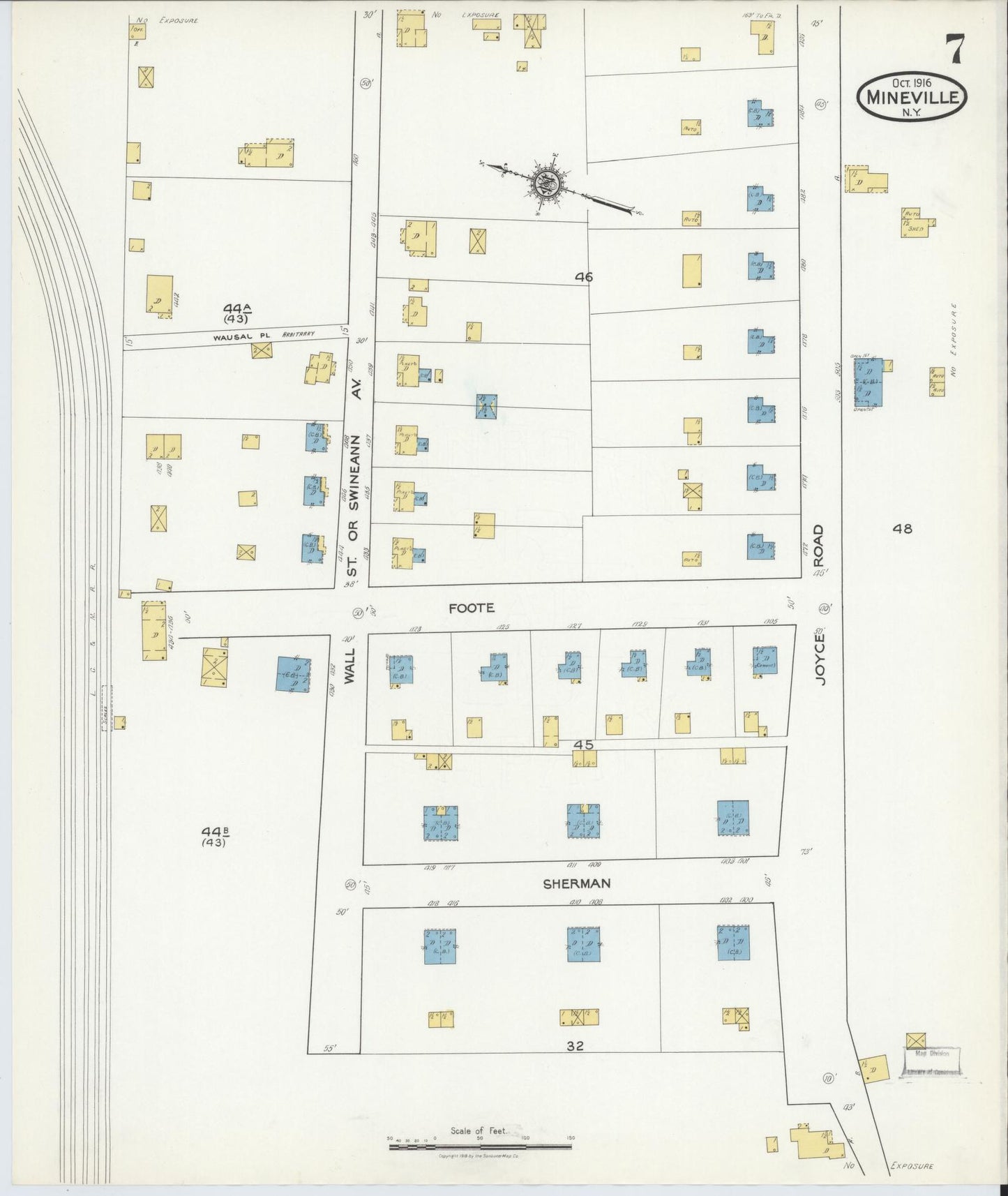 Sanborn Fire Insurance Map from Mineville, Essex County, New York (1916), Sheet #0007 - Historic Sanborn Fire Insurance Map Print, vintage old map wall art, antique decor, genealogy gift, New York New York map
