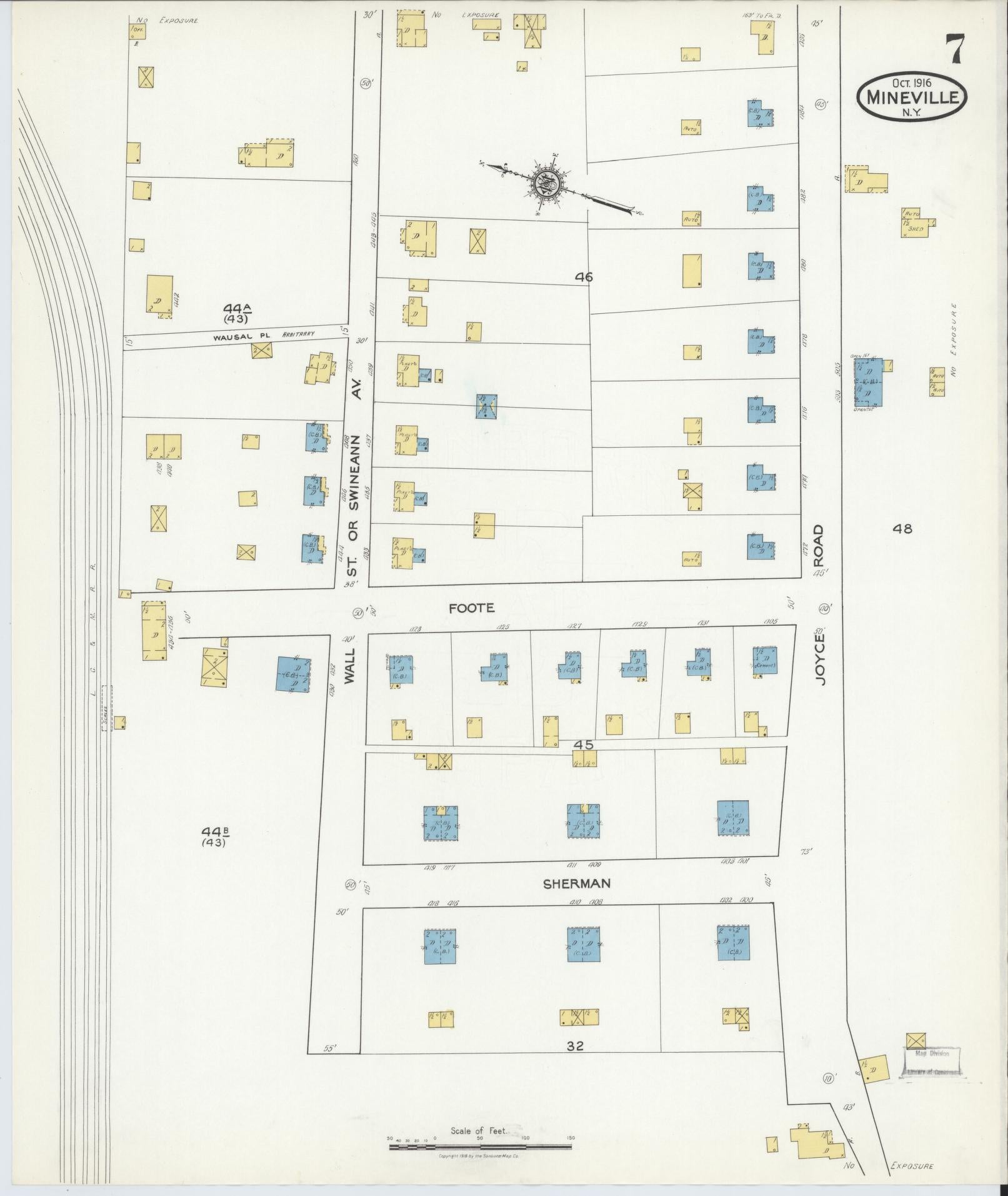 Sanborn Fire Insurance Map from Mineville, Essex County, New York (1916), Sheet #0007 - Historic Sanborn Fire Insurance Map Print, vintage old map wall art, antique decor, genealogy gift, New York New York map