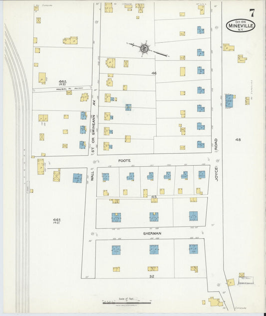 Sanborn Fire Insurance Map from Mineville, Essex County, New York (1916), Sheet #0007 - Historic Sanborn Fire Insurance Map Print, vintage old map wall art, antique decor, genealogy gift, New York New York map