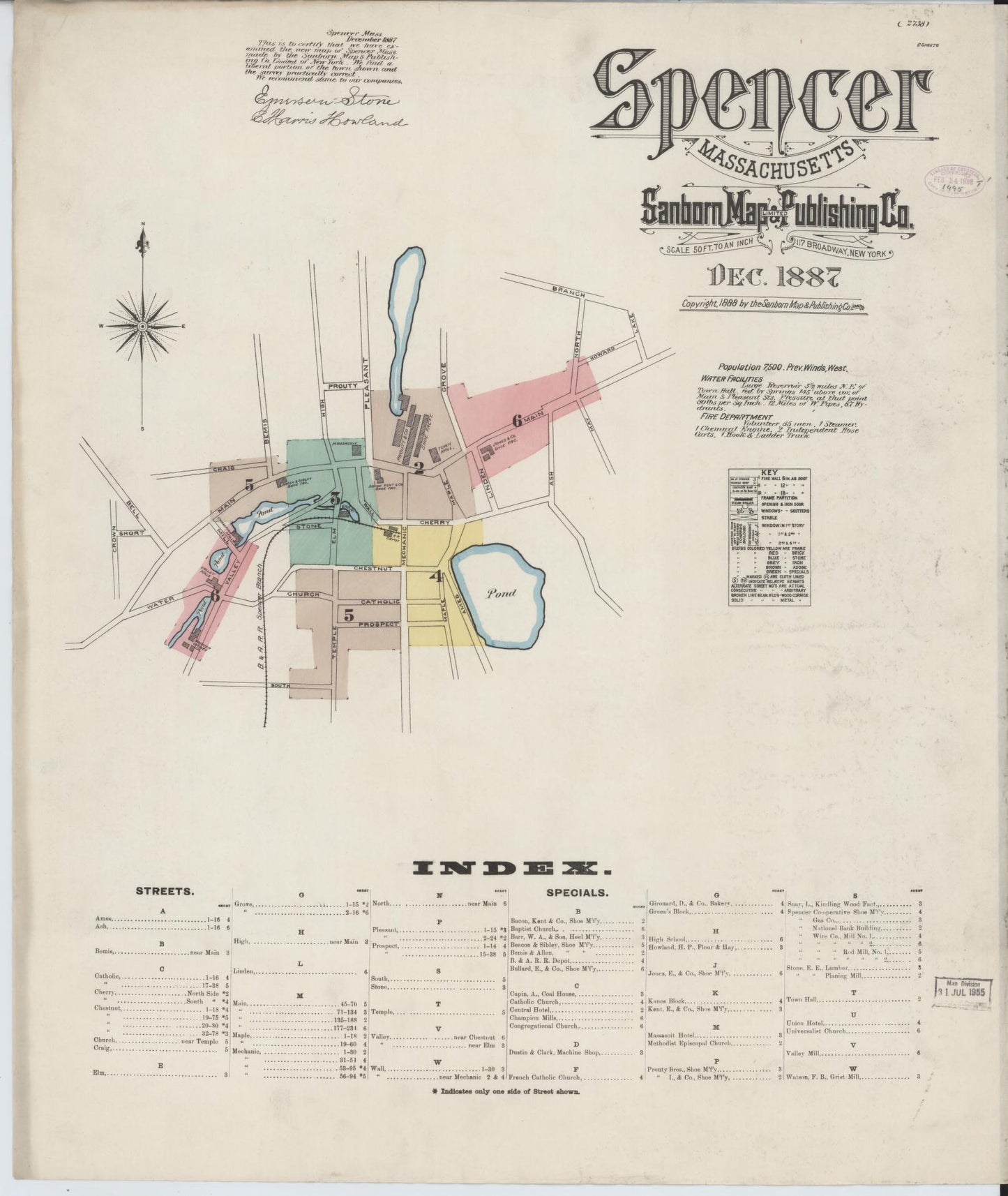 Sanborn Fire Insurance Map from Spencer, Worcester County, Massachusetts. (1887) – Historic Sanborn Fire Insurance Map Print