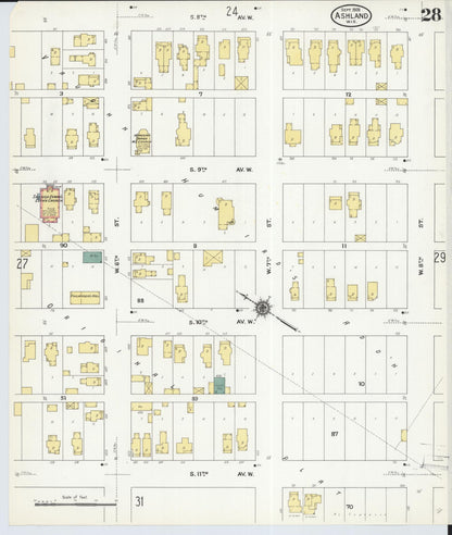 Sanborn Fire Insurance Map from Ashland, Ashland County, Wisconsin (1909), Sheet #0028 - Complete Map Set gallery image, historic Sanborn map, vintage wall art, Wisconsin Wisconsin