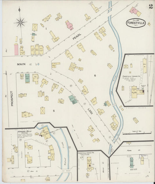 Sanborn Fire Insurance Map from Forestville, Chautauqua County, New York (1888), Sheet #0002 - Historic Sanborn Fire Insurance Map Print, vintage old map wall art, antique decor, genealogy gift, New York New York map