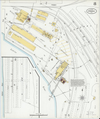 Sanborn Fire Insurance Map from Orange, Orange County, Texas (1901), Sheet #0008 - Complete Map Set gallery image, historic Sanborn map, vintage wall art, Texas Texas