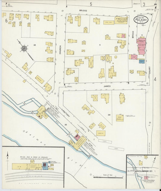 Sanborn Fire Insurance Map from Pulaski, Oswego County, New York (1911), Sheet #0007 - Historic Sanborn Fire Insurance Map Print, vintage old map wall art, antique decor, genealogy gift, New York New York map