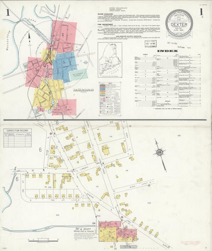 Sanborn Fire Insurance Map from Dexter, Penobscot County, Maine (1935), Sheet #0001 - Complete Map Set gallery image, historic Sanborn map, vintage wall art, Maine Maine