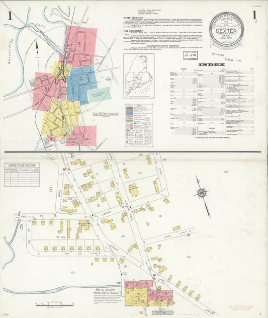 Sanborn Fire Insurance Map from Dexter, Penobscot County, Maine (1935), Sheet #0001 - Complete Map Set gallery image, historic Sanborn map, vintage wall art, Maine Maine