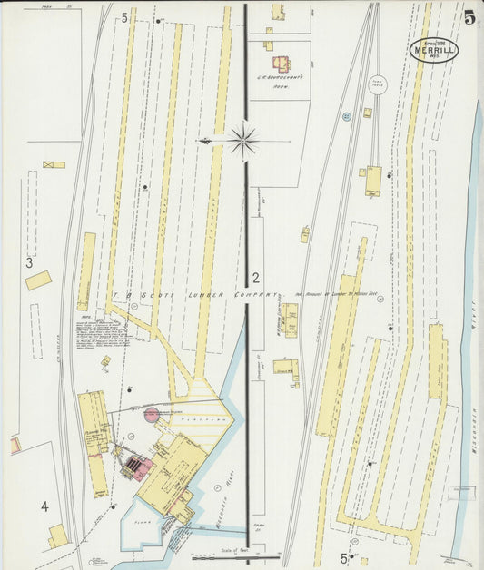Sanborn Fire Insurance Map from Merrill, Lincoln County, Wisconsin (1898), Sheet #0005 - Historic Sanborn Fire Insurance Map Print, vintage old map wall art, antique decor, genealogy gift, Wisconsin Wisconsin map