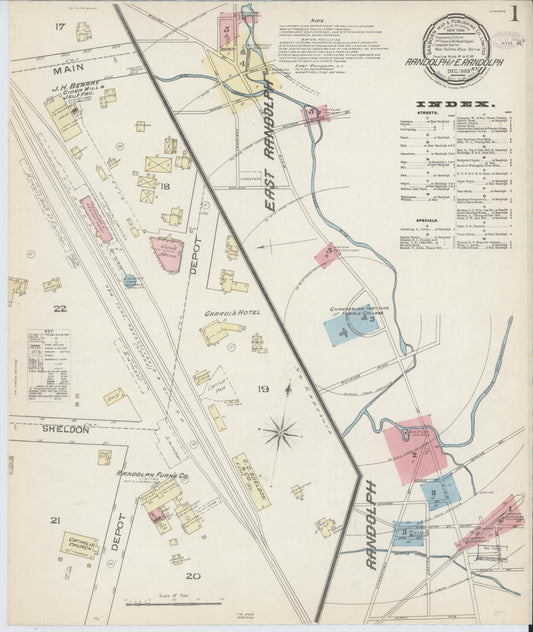 Sanborn Fire Insurance Map from Randolph, Cattaraugus County, New York (1885), Sheet #0001 - Complete Map Set gallery image, historic Sanborn map, vintage wall art, New York New York