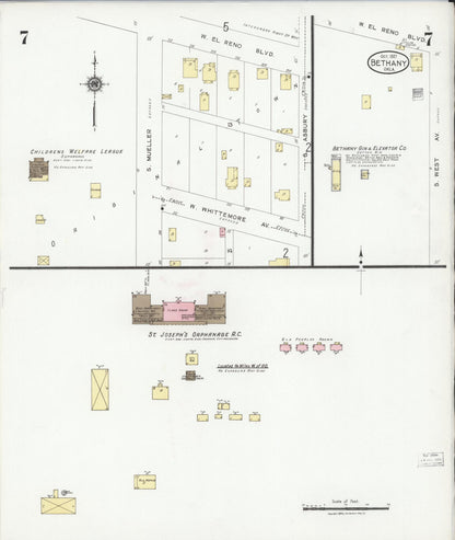 Sanborn Fire Insurance Map from Bethany, Oklahoma County, Oklahoma (1927), Sheet #0007 - Complete Map Set gallery image, historic Sanborn map, vintage wall art, Bethany Oklahoma