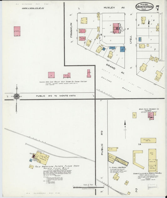 Sanborn Fire Insurance Map from Monte Vista, Rio Grande County, Colorado (1920), Sheet #0007 - Historic Sanborn Fire Insurance Map Print, vintage old map wall art, antique decor, genealogy gift, Colorado Colorado map