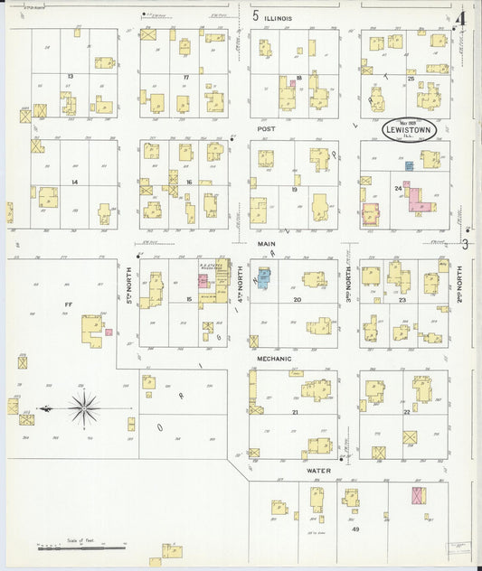 Sanborn Fire Insurance Map from Lewistown, Fulton County, Illinois (1909), Sheet #0004 - Historic Sanborn Fire Insurance Map Print, vintage old map wall art, antique decor, genealogy gift, Illinois Illinois map