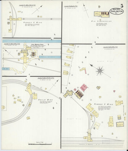 Sanborn Fire Insurance Map from Earlington, Hopkins County, Kentucky (1909), Sheet #0005 - Complete Map Set gallery image, historic Sanborn map, vintage wall art, Kentucky Kentucky
