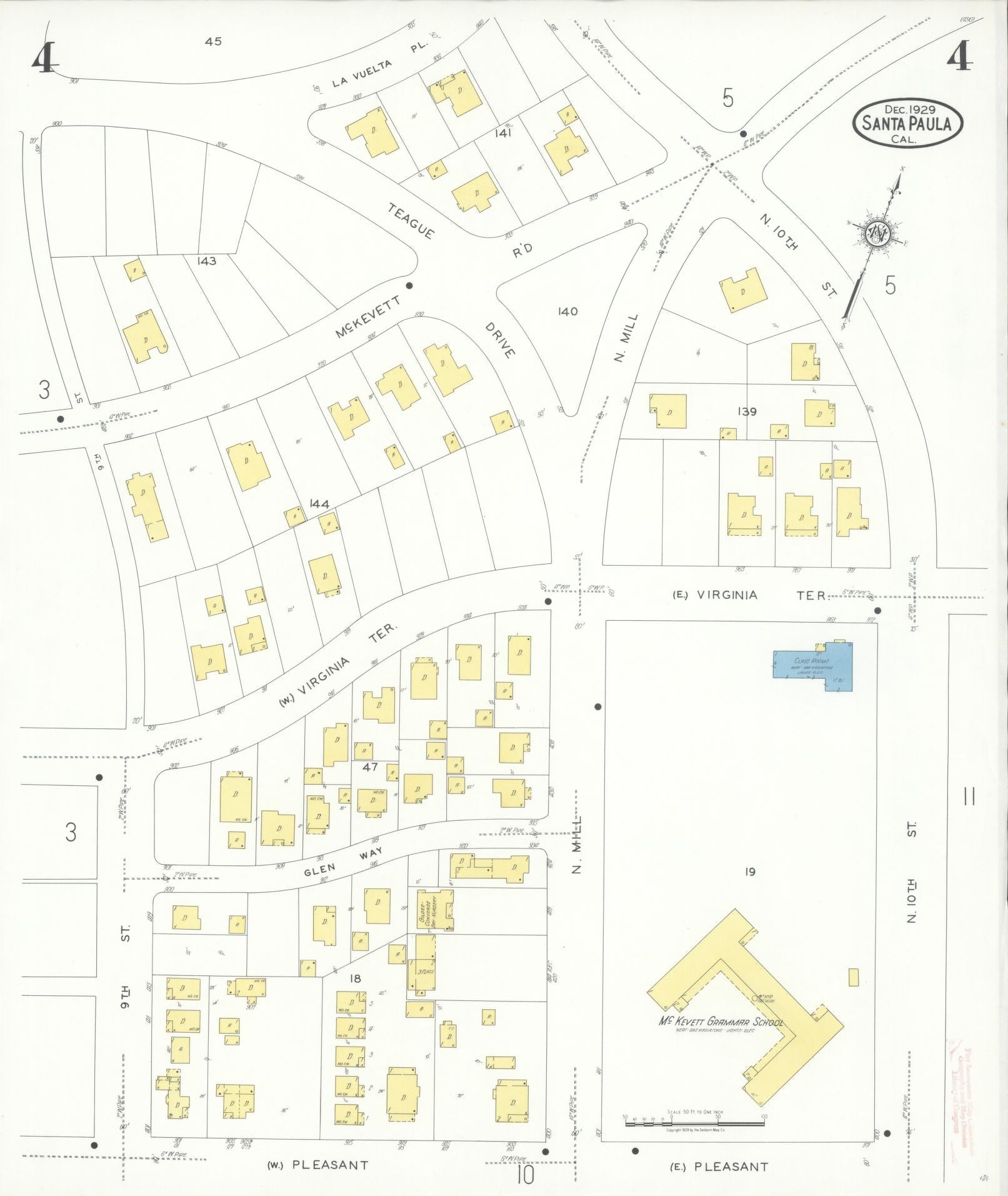 Sanborn Fire Insurance Map from Santa Paula, Ventura County, California (1929), Sheet #0004 - Complete Map Set gallery image, historic Sanborn map, vintage wall art, California California