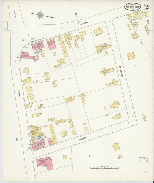 Sanborn Fire Insurance Map from Kinderhook, Columbia County, New York (1912), Sheet #0002 - Historic Sanborn Fire Insurance Map Print, vintage old map wall art, antique decor, genealogy gift, New York New York map