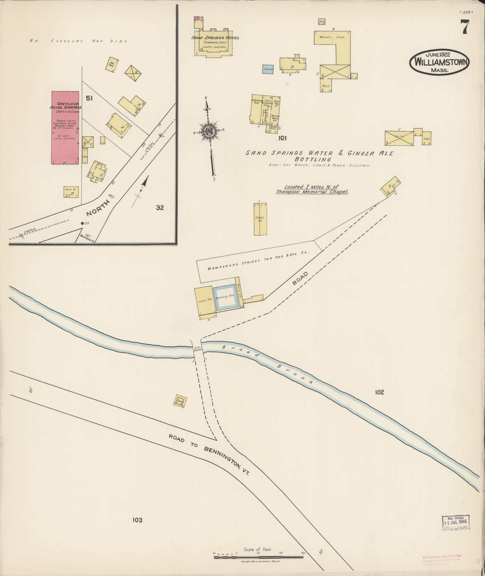 Sanborn Fire Insurance Map from Williamstown, Berkshire County, Massachusetts (1922), Sheet #0007 - Complete Map Set gallery image, historic Sanborn map, vintage wall art, Massachusetts Massachusetts