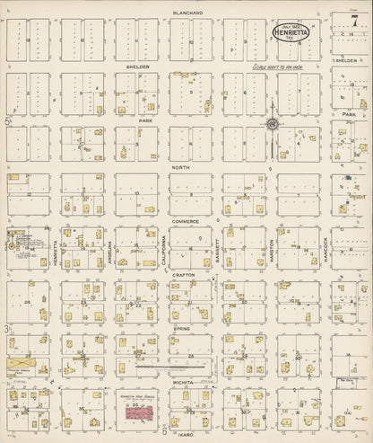 Sanborn Fire Insurance Map from Henrietta, Clay County, Texas (1922), Sheet #0007 - Complete Map Set gallery image, historic Sanborn map, vintage wall art, Texas Texas