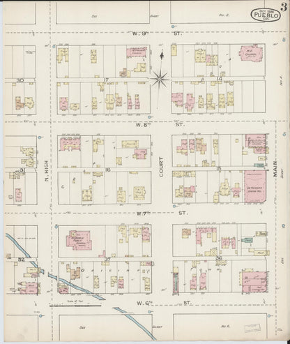 Sanborn Fire Insurance Map from Pueblo, Pueblo County, Colorado (1886), Sheet #0003 - Complete Map Set gallery image, historic Sanborn map, vintage wall art, Colorado Colorado