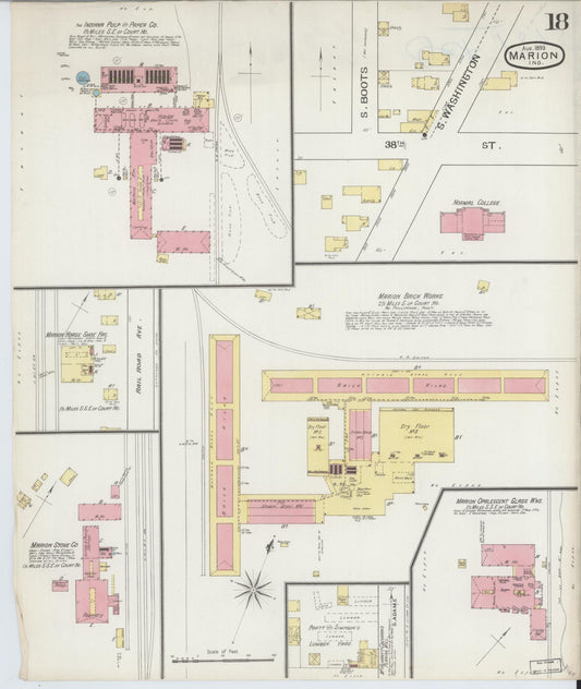 Sanborn Fire Insurance Map from Marion, Grant County, Indiana (1893), Sheet #0018 - Historic Sanborn Fire Insurance Map Print, vintage old map wall art, antique decor, genealogy gift, Indiana Indiana map