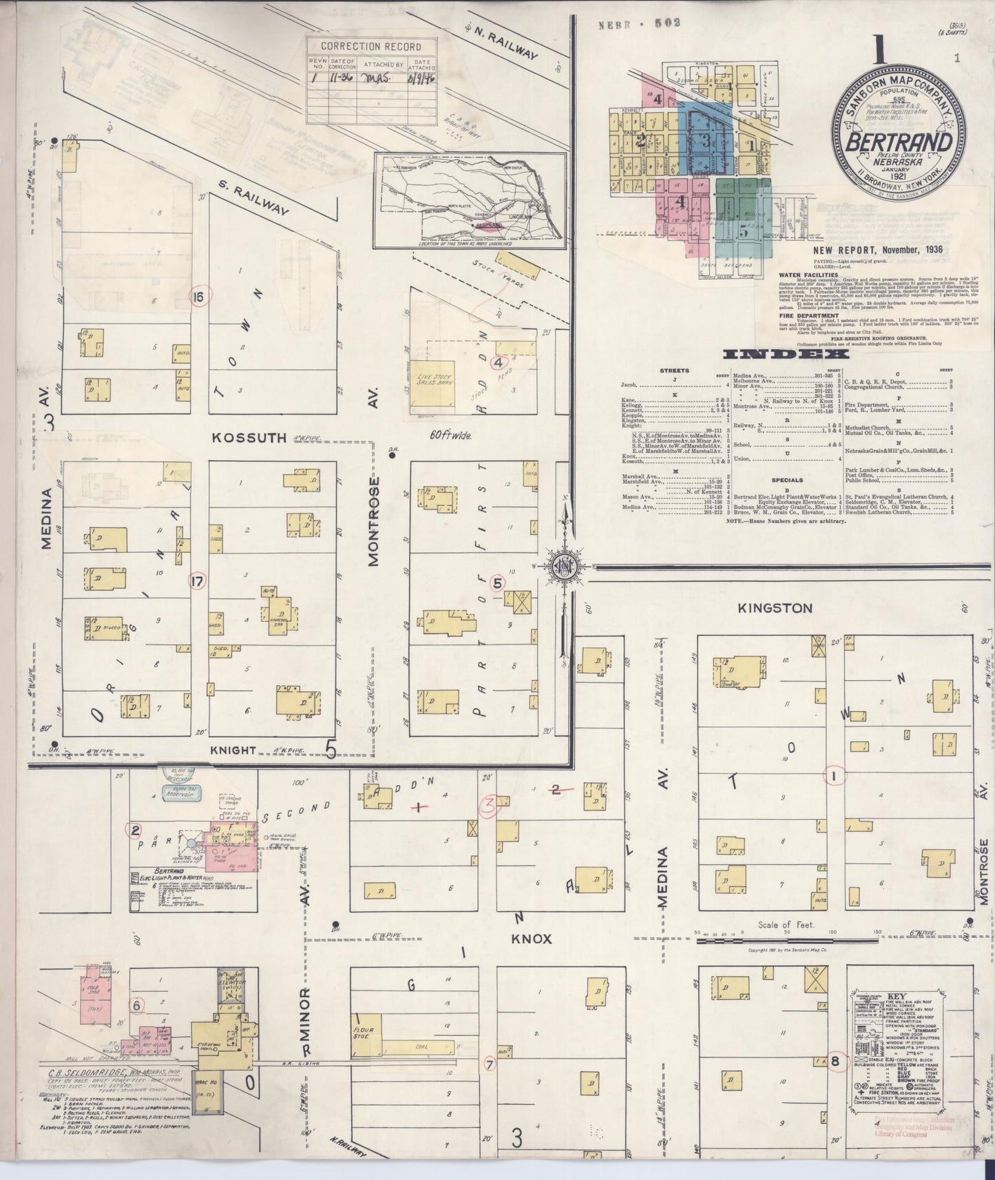 Sanborn Fire Insurance Map from Bertran, Phelps County, Nebraska (1936), Sheet #0001 - Complete Map Set gallery image, historic Sanborn map, vintage wall art, Nebraska Nebraska