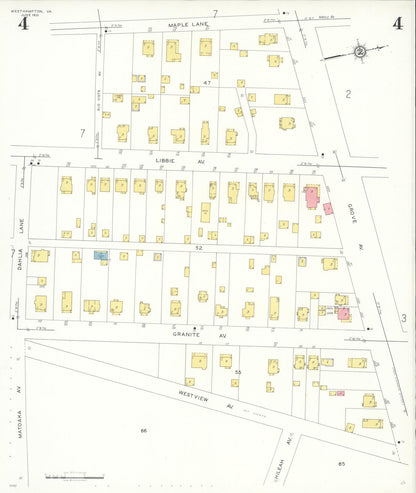 Sanborn Fire Insurance Map from Westhampton, Henrico County, Virginia (1931), Sheet #0004 - Historic Sanborn Fire Insurance Map Print, vintage old map wall art, antique decor, genealogy gift, Virginia Virginia map