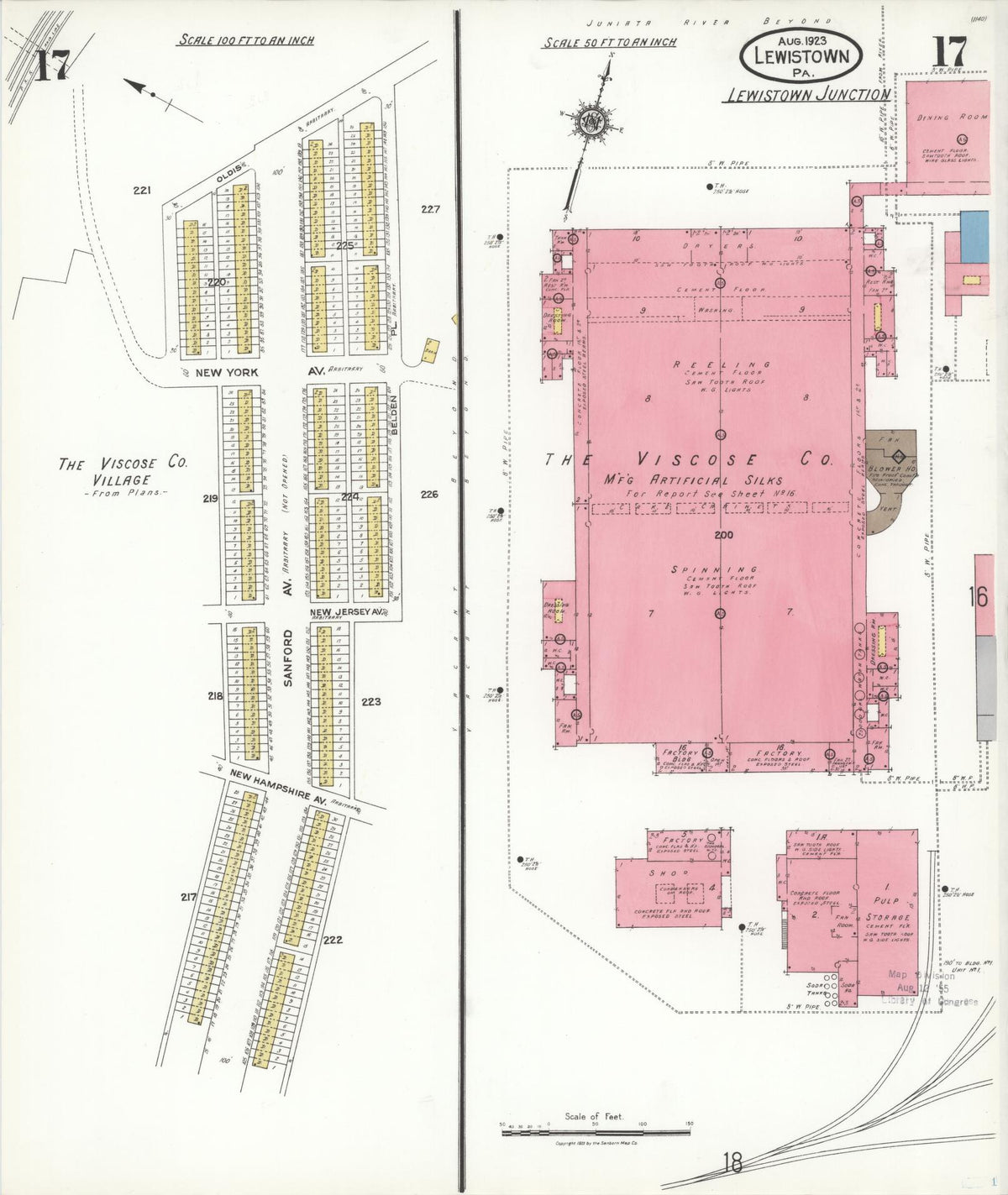 Sanborn Fire Insurance Map from Lewistown, Mifflin County, Pennsylvania (1923), Sheet #0017 - Complete Map Set gallery image, historic Sanborn map, vintage wall art, Pennsylvania Pennsylvania