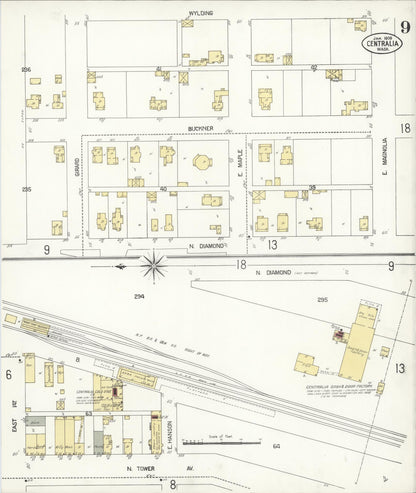 Sanborn Fire Insurance Map from Centralia, Lewis County, Washington (1909), Sheet #0009 - Complete Map Set gallery image, historic Sanborn map, vintage wall art, Washington Washington