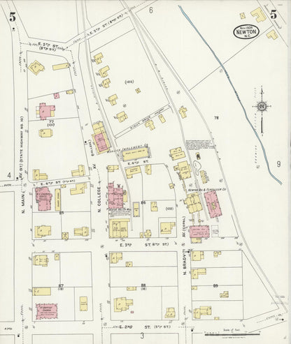Sanborn Fire Insurance Map from Newton, Catawba County, North Carolina (1924), Sheet #0005 - Historic Sanborn Fire Insurance Map Print, vintage old map wall art, antique decor, genealogy gift, North Carolina North Carolina map