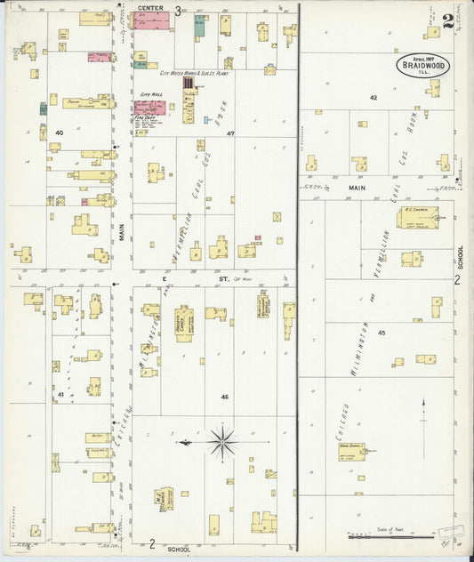 Sanborn Fire Insurance Map from Braidwood, Will County, Illinois (1907), Sheet #0002 - Historic Sanborn Fire Insurance Map Print, vintage old map wall art, antique decor, genealogy gift, Illinois Illinois map