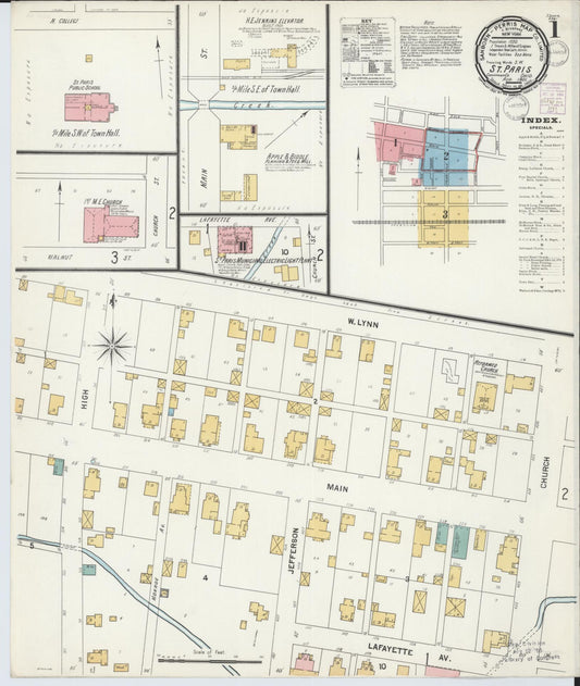 Sanborn Fire Insurance Map from Saint Paris, Champaign County, Ohio (1901), Sheet #0001 - Complete Map Set gallery image, historic Sanborn map, vintage wall art, Ohio Ohio