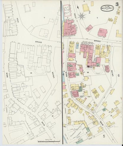 Sanborn Fire Insurance Map from Westerly, Washington County, Rhode Island (1896), Sheet #0003 - Complete Map Set gallery image, historic Sanborn map, vintage wall art, Rhode Island Rhode Island
