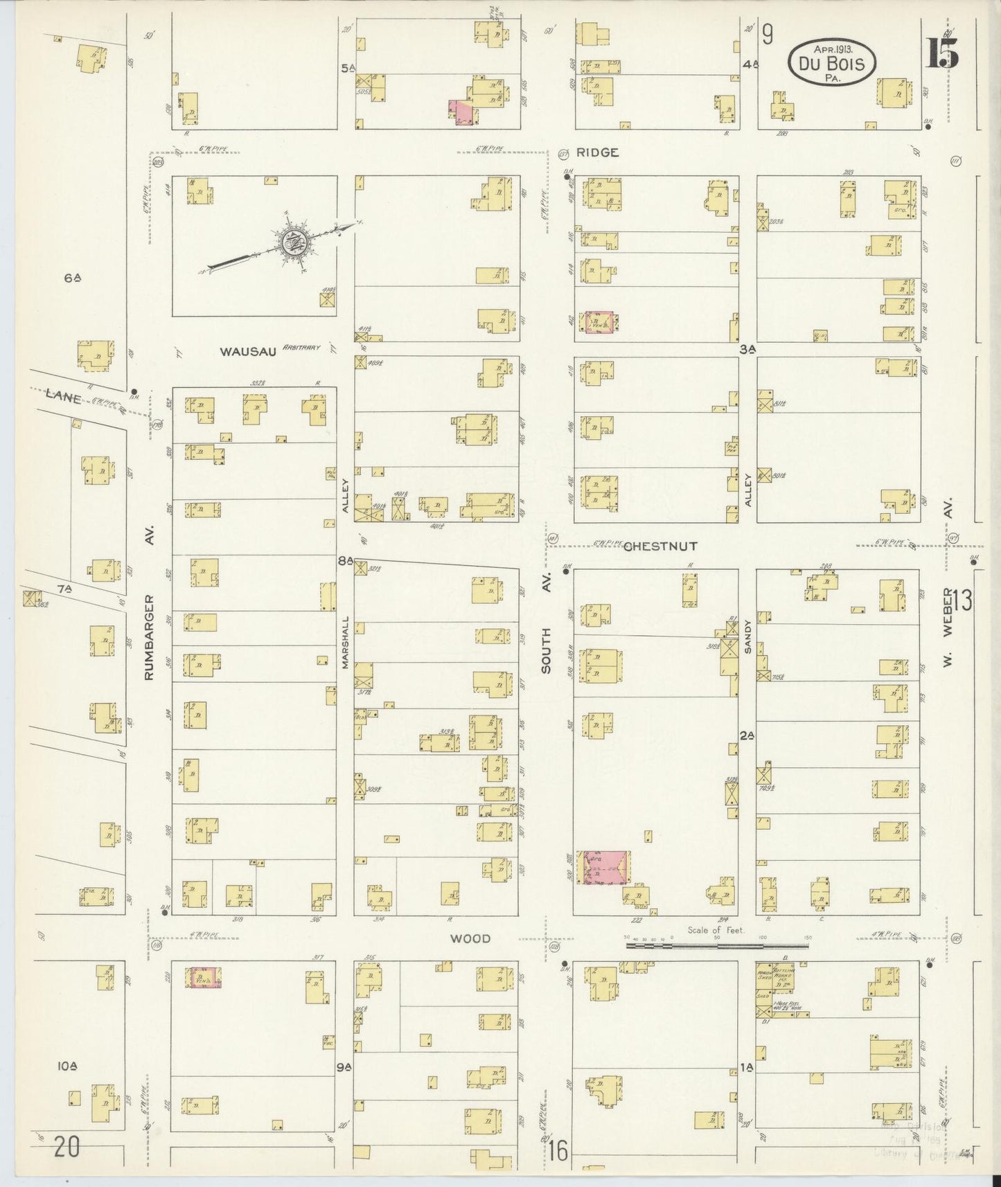Sanborn Fire Insurance Map from Du Bois, Clearfield County, Pennsylvania (1913), Sheet #0015 - Historic Sanborn Fire Insurance Map Print, vintage old map wall art, antique decor, genealogy gift, Pennsylvania Pennsylvania map