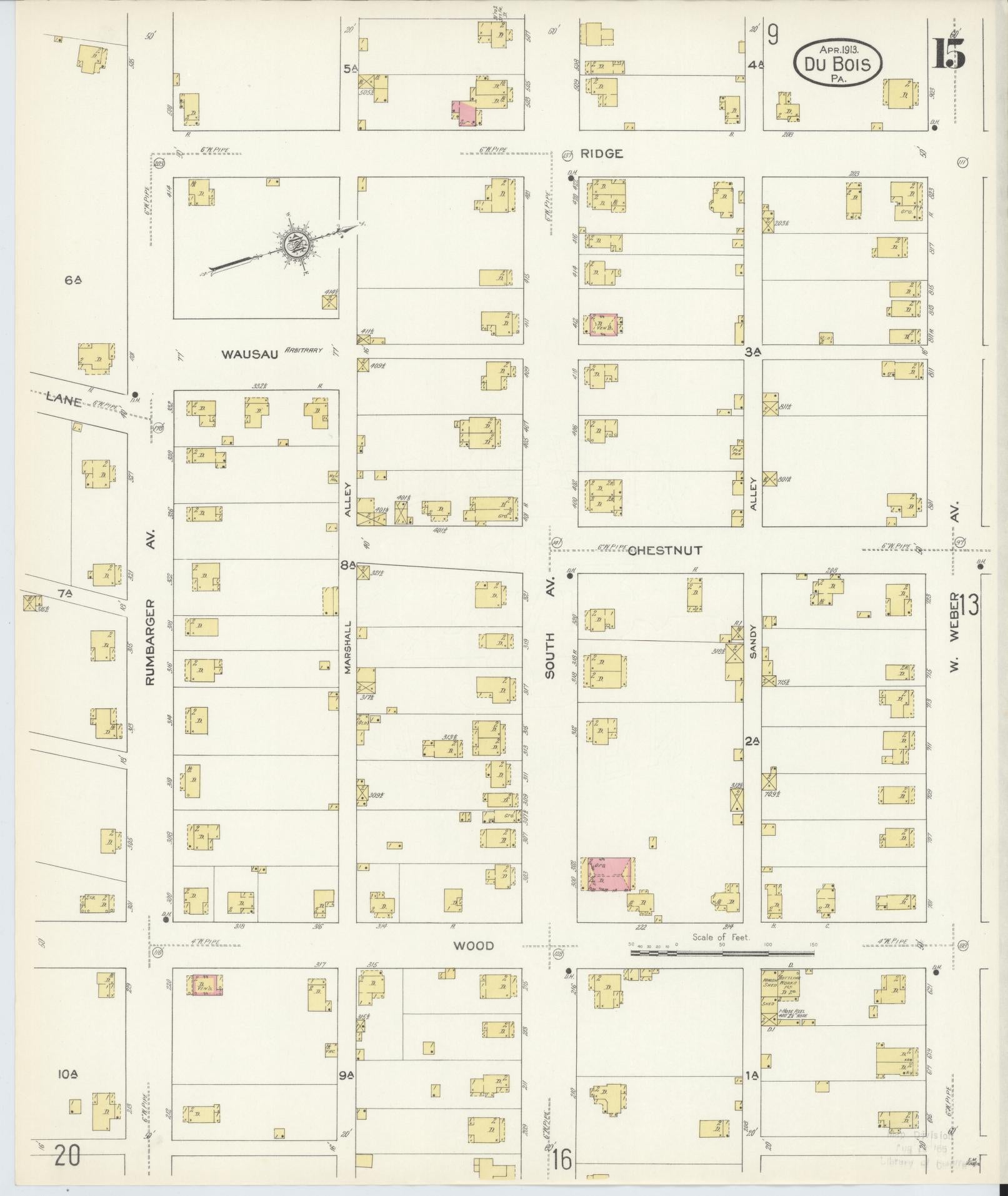 Sanborn Fire Insurance Map from Du Bois, Clearfield County, Pennsylvania (1913), Sheet #0015 - Historic Sanborn Fire Insurance Map Print, vintage old map wall art, antique decor, genealogy gift, Pennsylvania Pennsylvania map