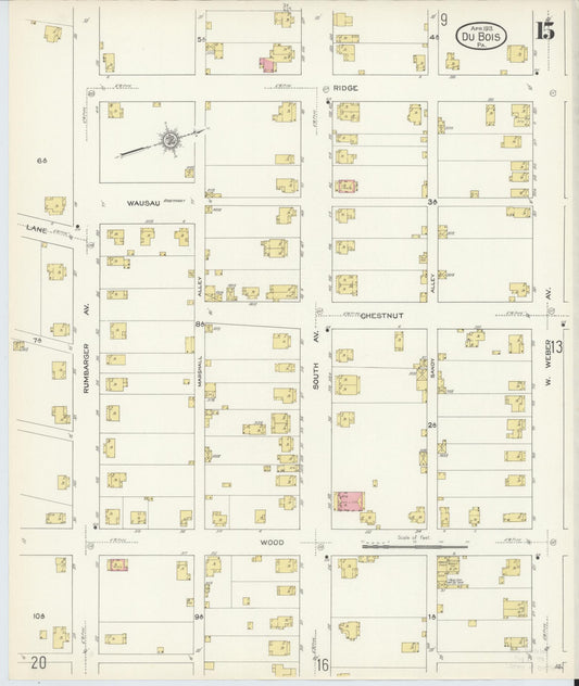 Sanborn Fire Insurance Map from Du Bois, Clearfield County, Pennsylvania (1913), Sheet #0015 - Historic Sanborn Fire Insurance Map Print, vintage old map wall art, antique decor, genealogy gift, Pennsylvania Pennsylvania map